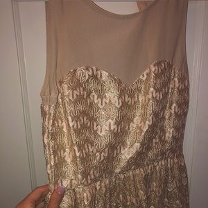 Mesh neck sparkly dress! Gold and light pink